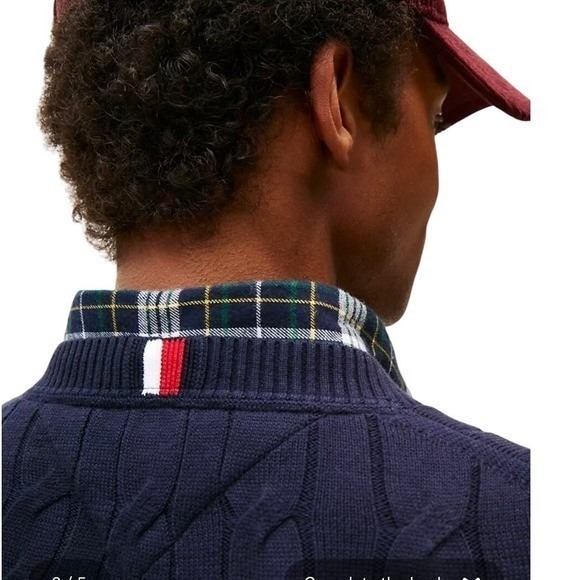 Vintage Tommy Hilfiger Cable Knit Crew-Neck Sweater‎ Mens S Black - Picture 9 of 13